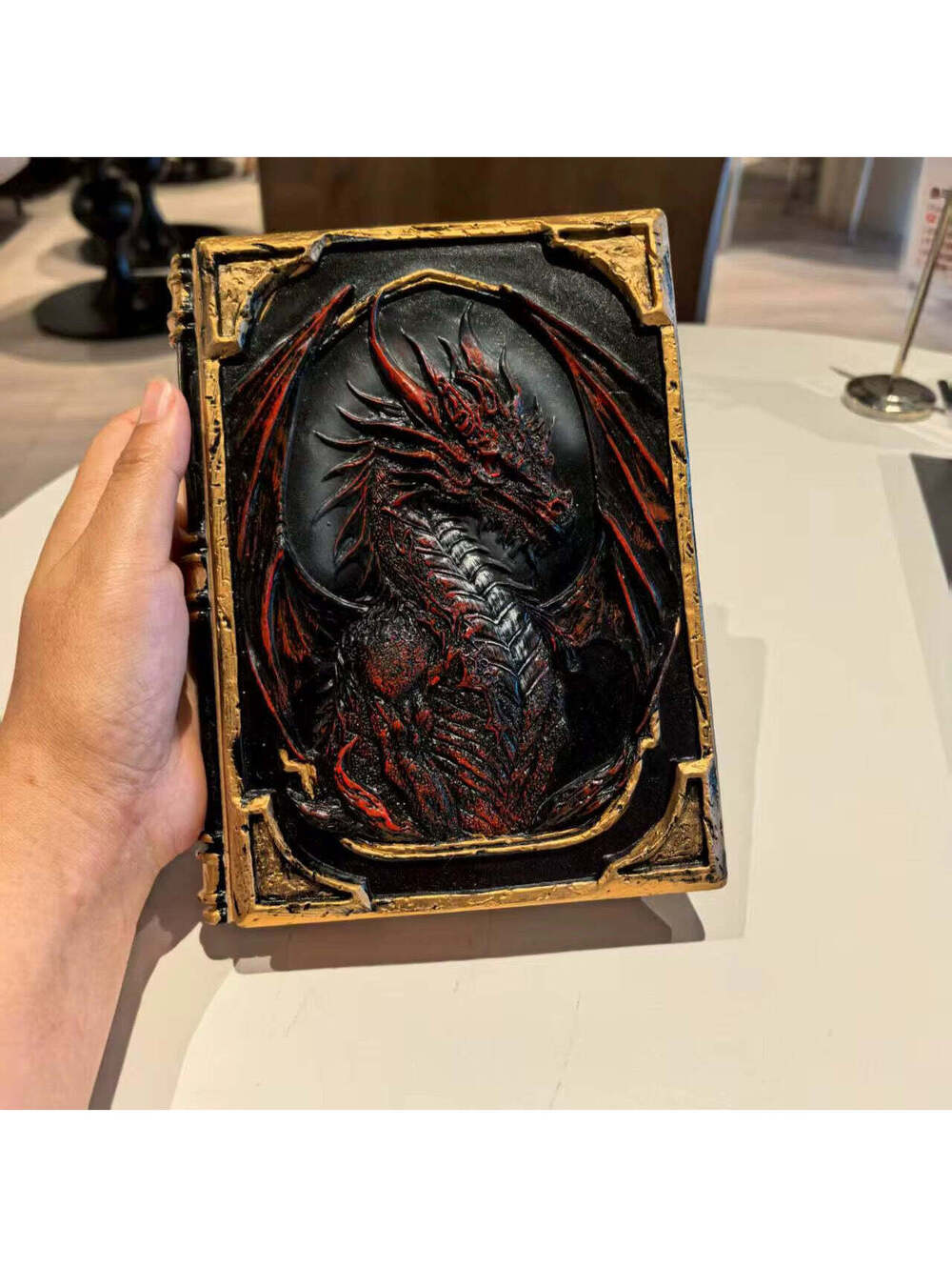 3D Dragon Resin Journal Red – Handmade Gothic Embossed A5 Notebook